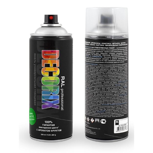 Эмаль аэроз. DECORIX акрил. Professional RAL 6018 желто-зеленый 520мл  0138-6018 DX
