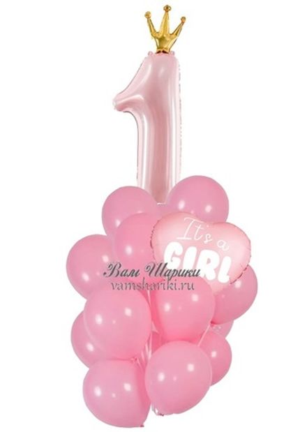 Букет шаров "Girl 1 year old"