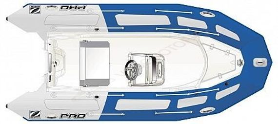 Лодка надувная ZODIAC PRO 550 TOURING ПВХ ( сине-серые баллоны, белый корпус )