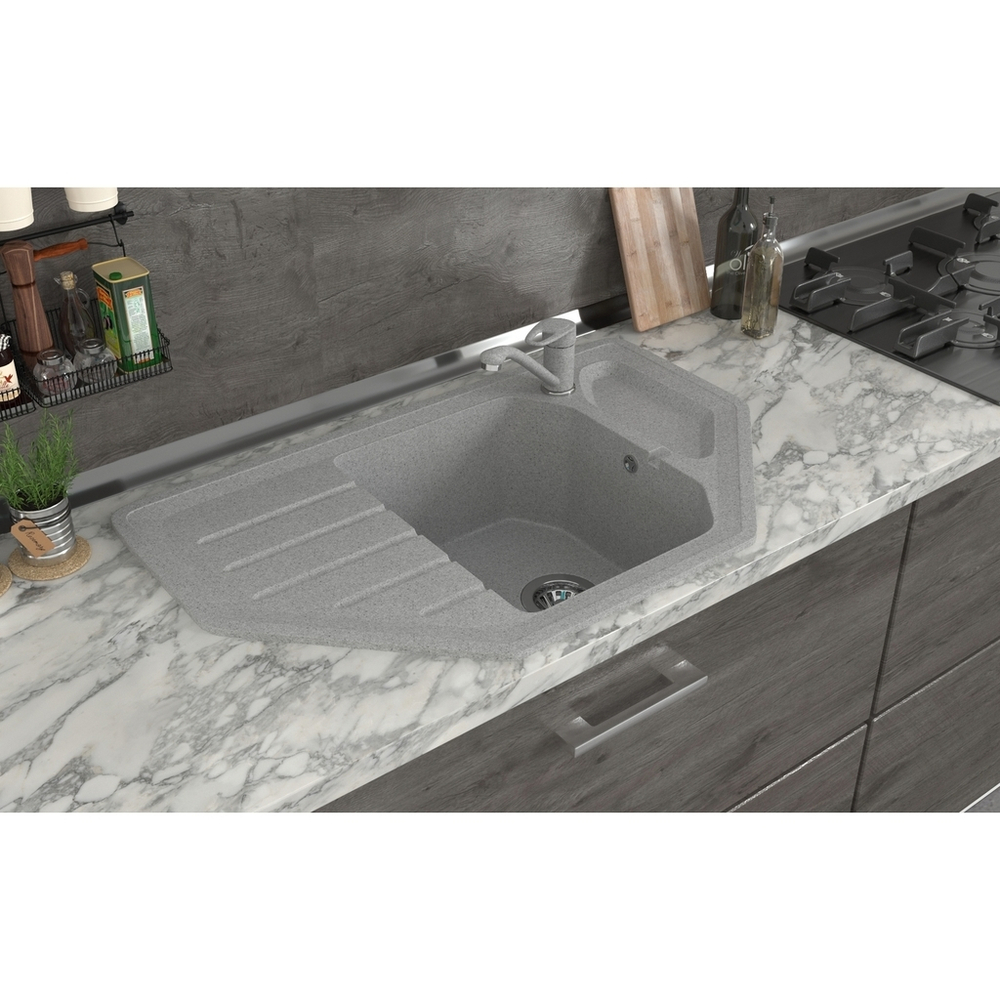 Мойка ML-GMS17 СТАНДАРТ угловая с крылом, светло-серый (310), 780*485*190мм