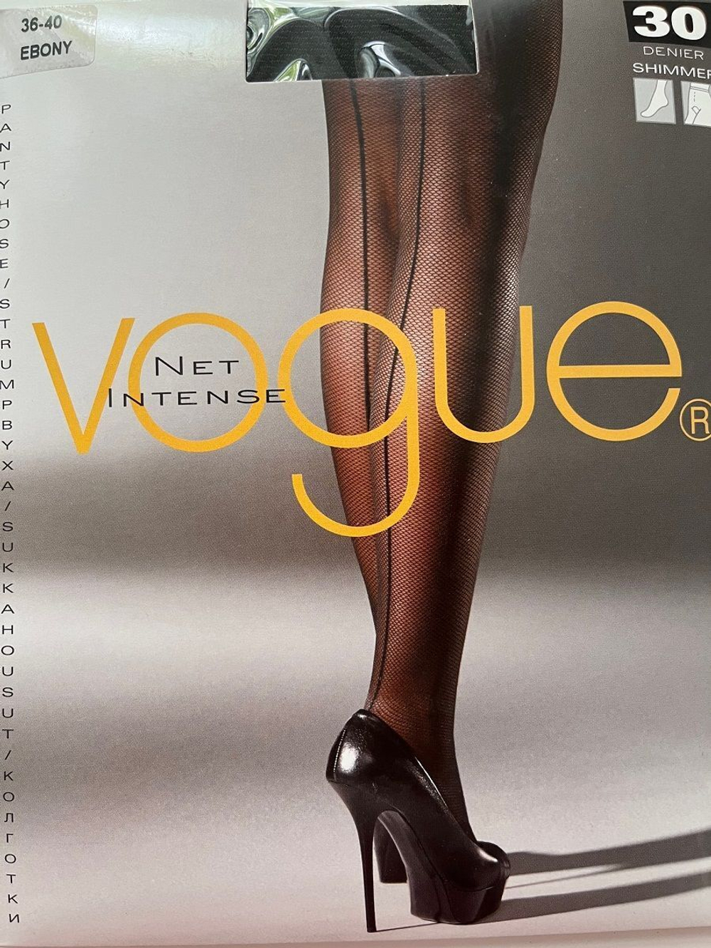 Полублестящие колготки с рисунком в виде сетки и со швом сзади (Размер: 36-40) (Цвет: черный)