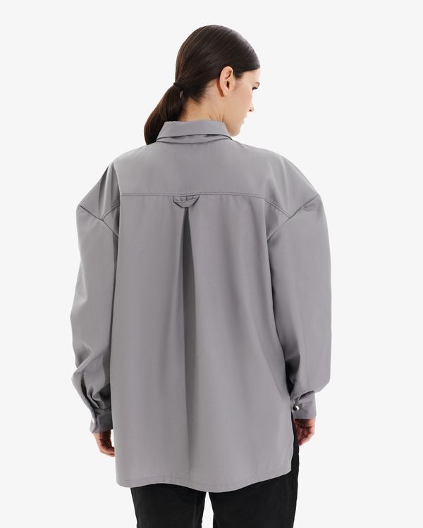 Рубашка c вышивкой ниточка серая - фото 4