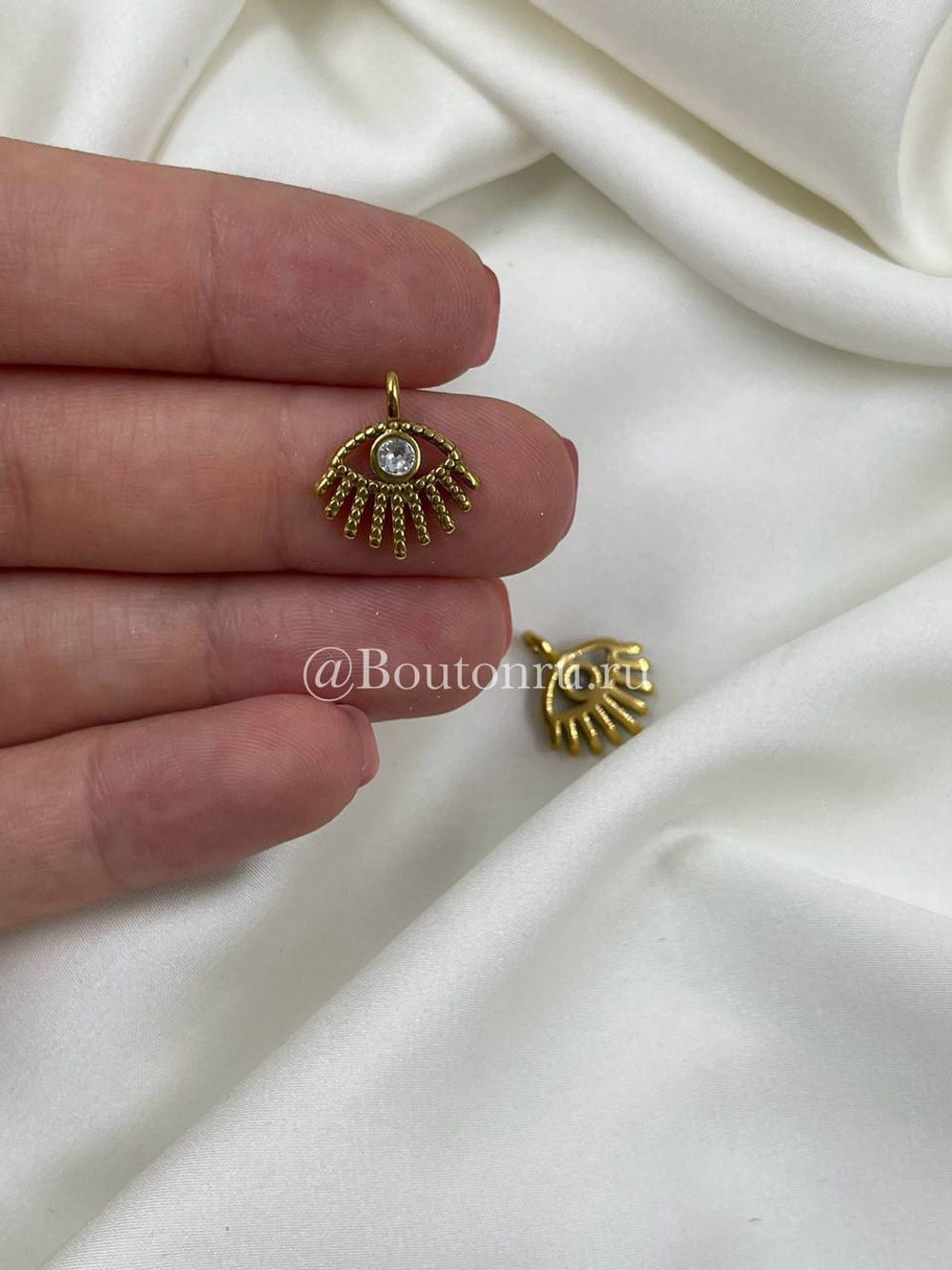 Подвеска золотистая "Глаз" со стразом