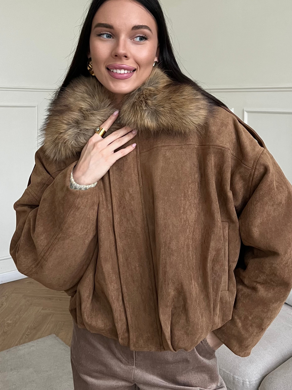 Парка замшевая карамель