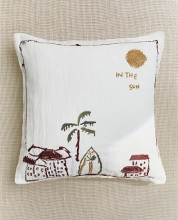 ZARA HOME НАВОЛОЧКА ДЛЯ ДЕКОРАТИВНОЙ ПОДУШКИ С ВЫШИВКОЙ, СВЕТЛО-БЕЖЕВЫЙ