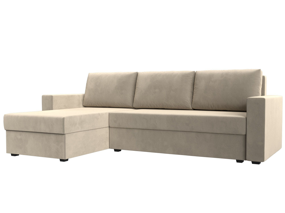 Диван угловой Траумберг Лайт левый угол, Бежевый, Микровельвет, 117130L