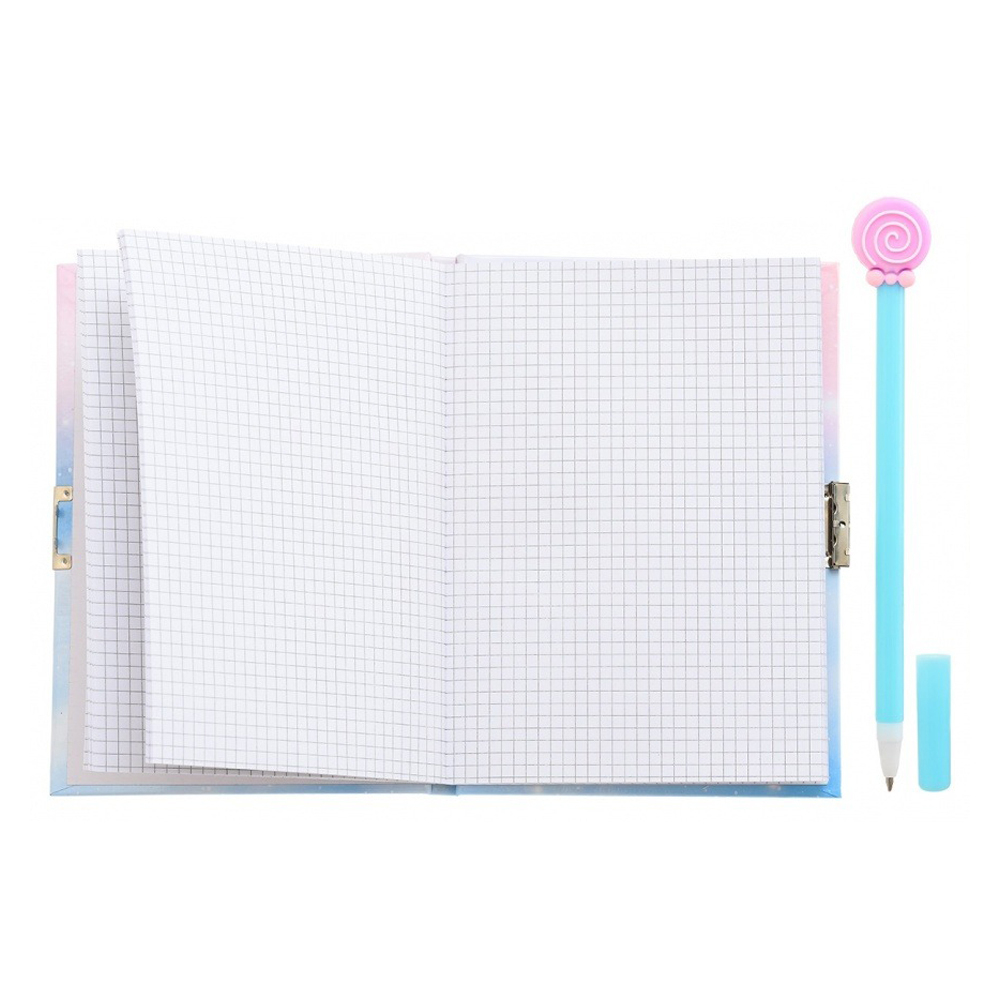 Блокнот детский Basir на замке, с ручкой, формат А6, серия "Девочка", переплет 7БЦ, 17.5*13 см, 48 листов, ассорти