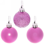 Новогодние шары 4 см (набор 24 шт) «Микс фактур», розовый