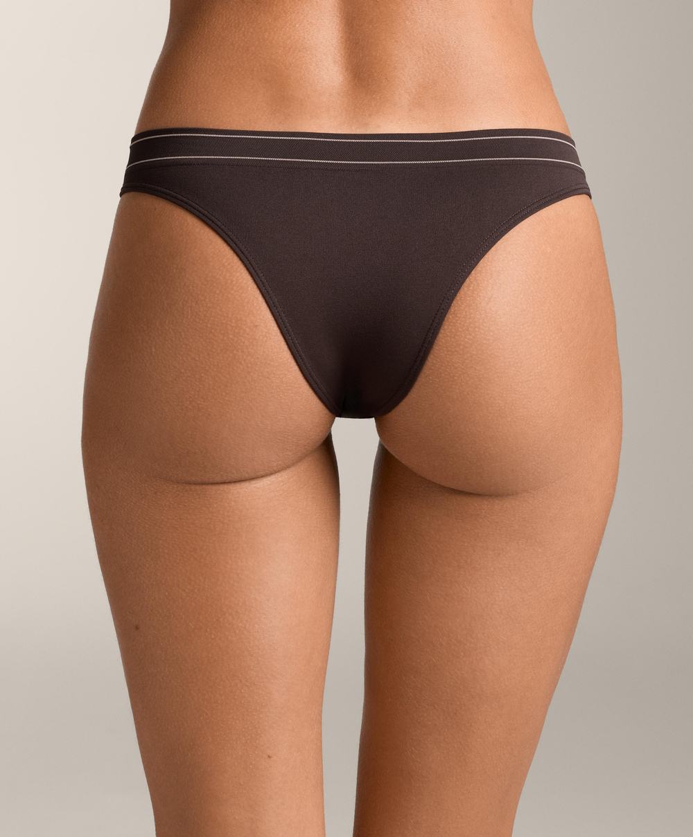 OYSHO Набор из 3 бесшовных трусов-бразильяно, шоколадный
