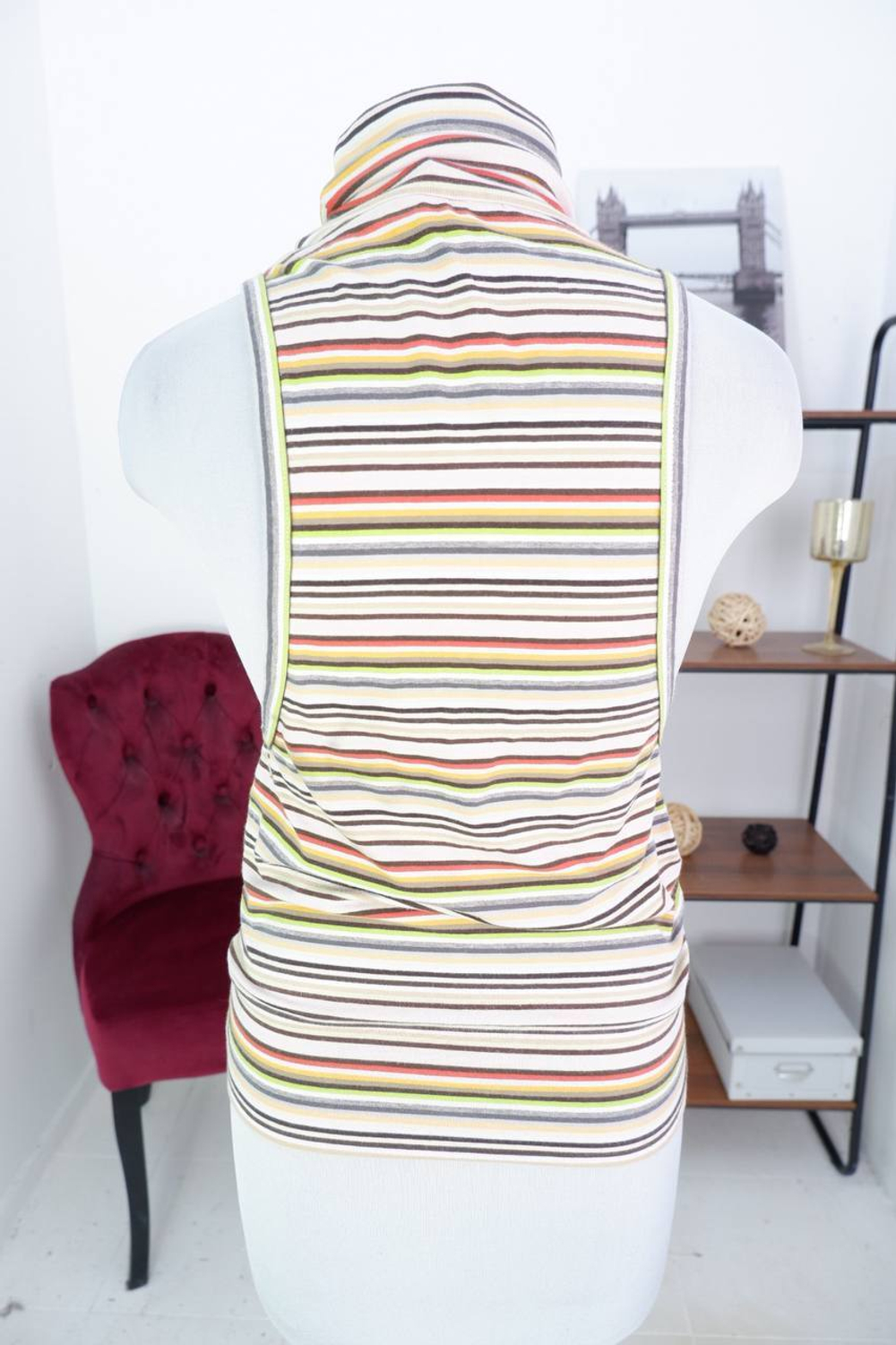 Топ в полоску, маркировка S, визуально на 44 размер