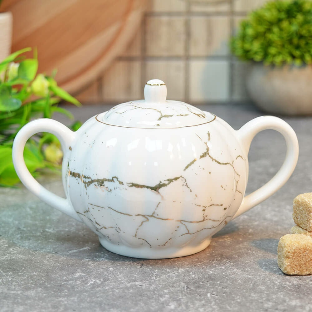 Сахарница 350мл "Золотой мрамор" (00111874)