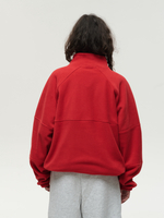 Drawstring Half-Zipped Sweatshirt Red High