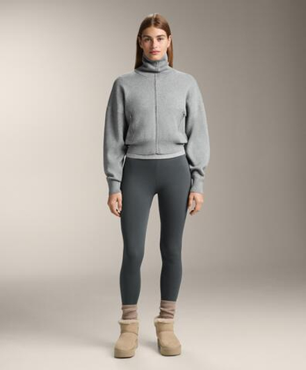 OYSHO Бесшовные легинсы в рубчик Super Extra Warm длиной 70см, антрацитово-серый