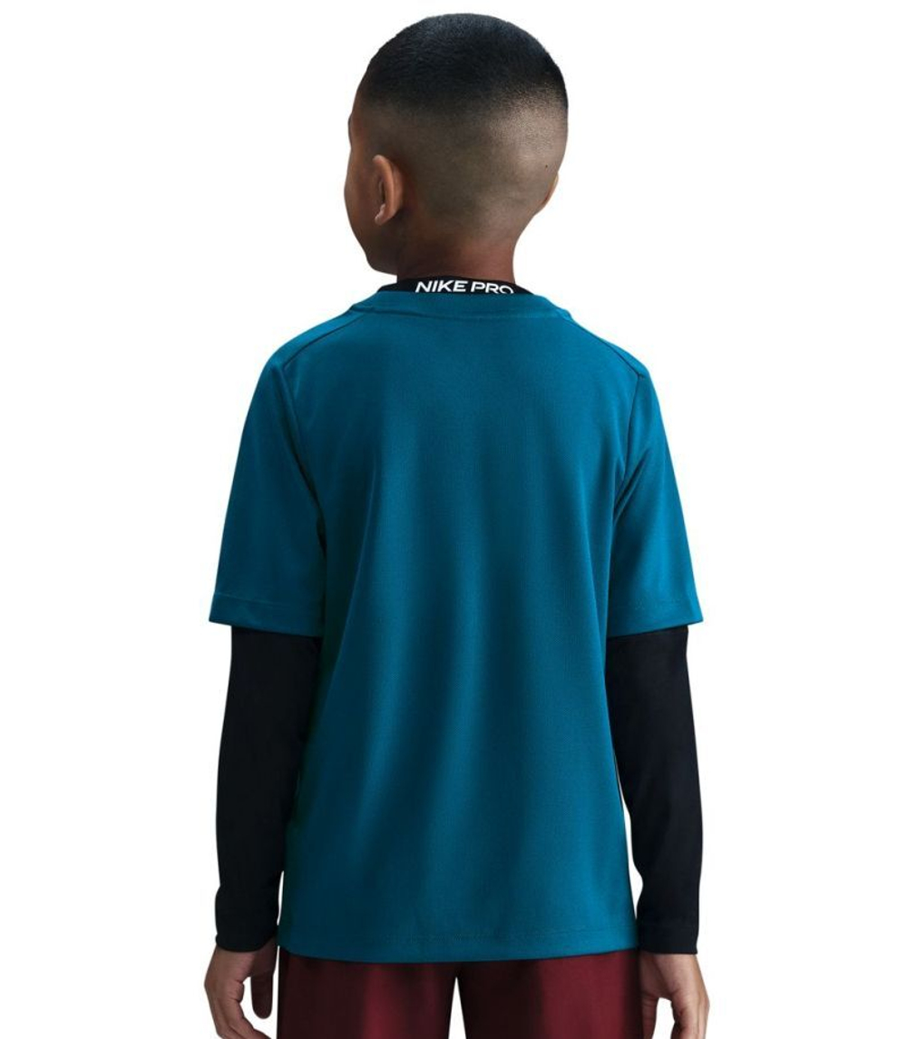 Детская теннисная футболка Nike Boys Multi Dri-FIT Short-Sleeve - green abyss/white