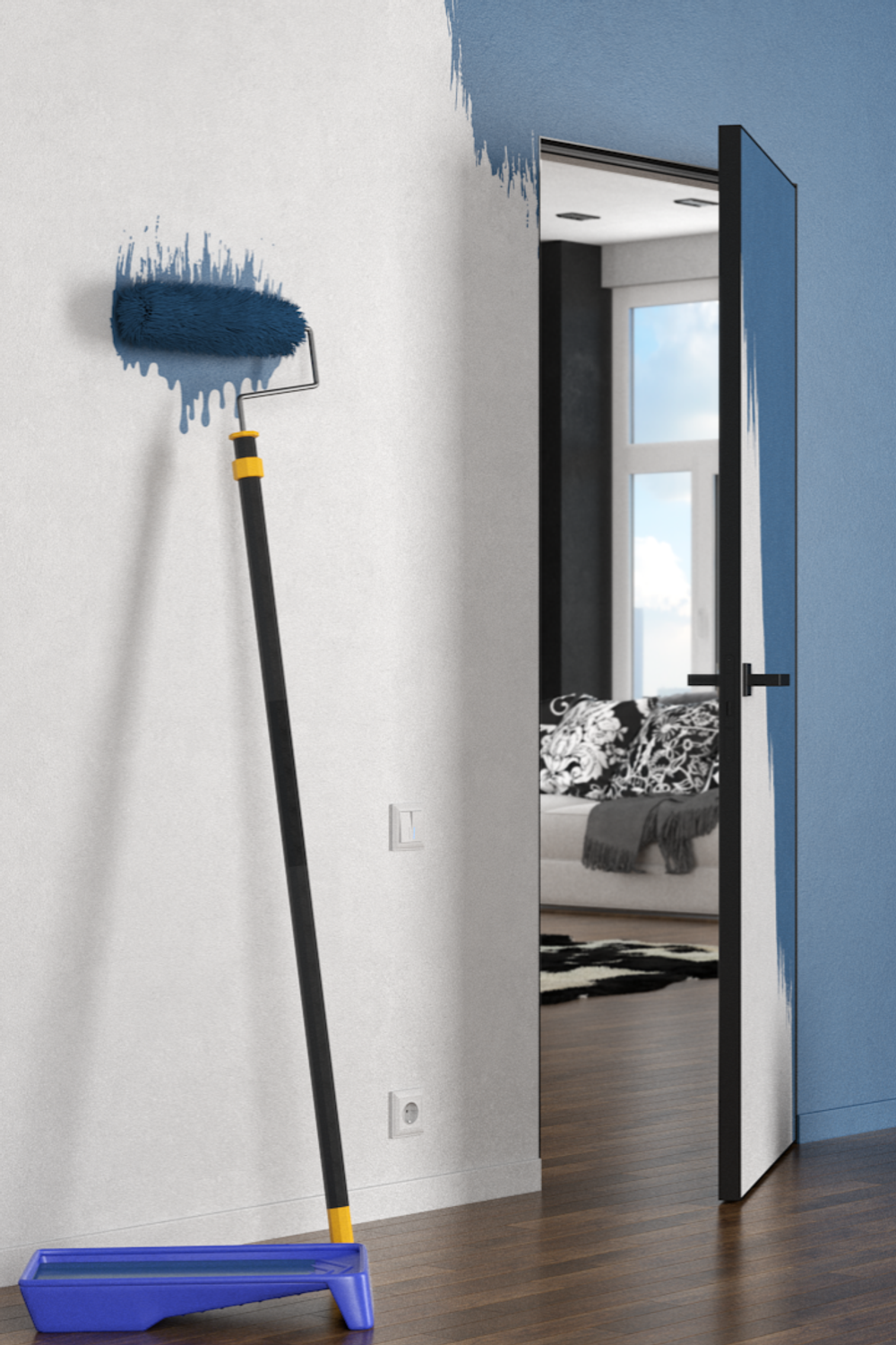 Межкомнатная дверь Zadoor FiloMuro ПГ Elen ALU Black