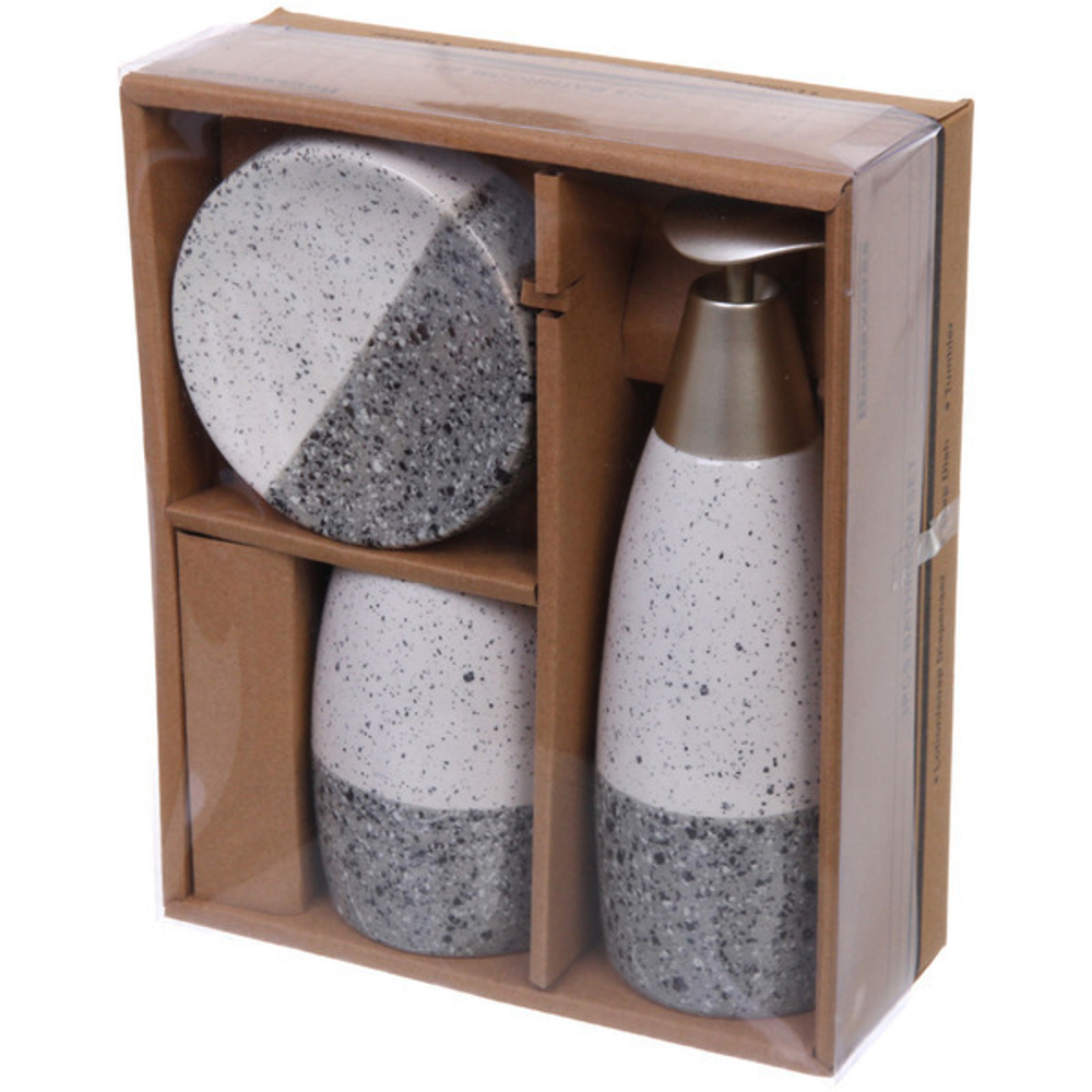 Набор для ванной из 3-х предметов керамический «Луиза» серый