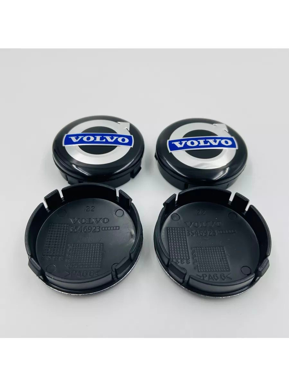 Колпачки заглушки на литые диски с эмблемой Volvo 64 мм 4 шт