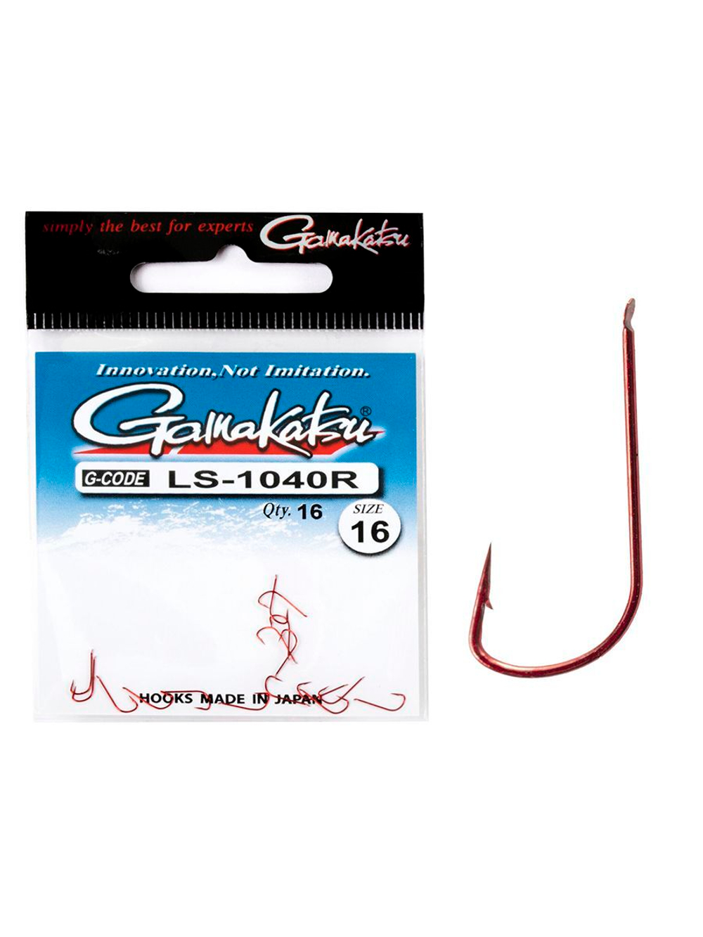 Крючки Gamakatsu LS-1040R NEW LABEL HOOKS RED размер 16 (упк.16шт.)