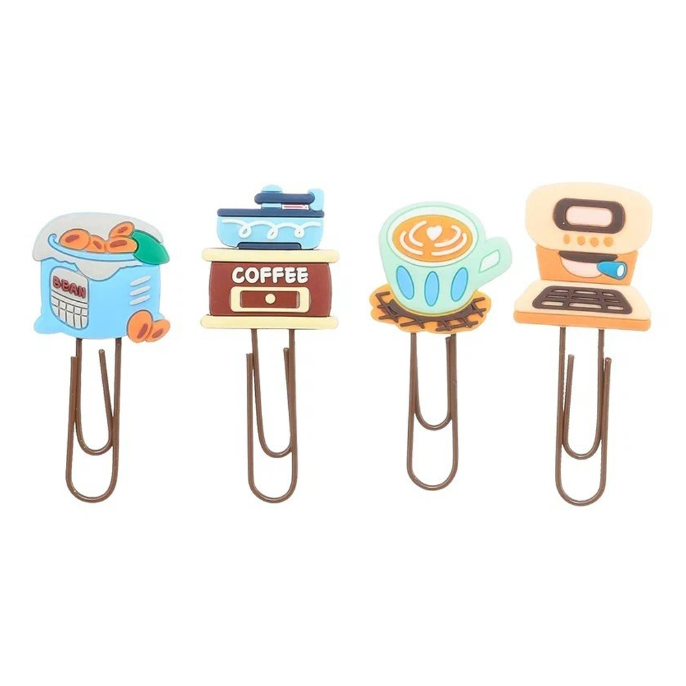 Закладки-скрепки Basir, серия "FUGU COFFEE", 4 цвета ассорти