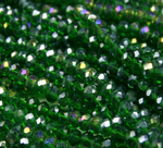 БП022ДС34 Хрустальные бусины "рондель", цвет: темно-зеленый AB прозрач., 3х4 мм, кол-во: 95-100 шт.