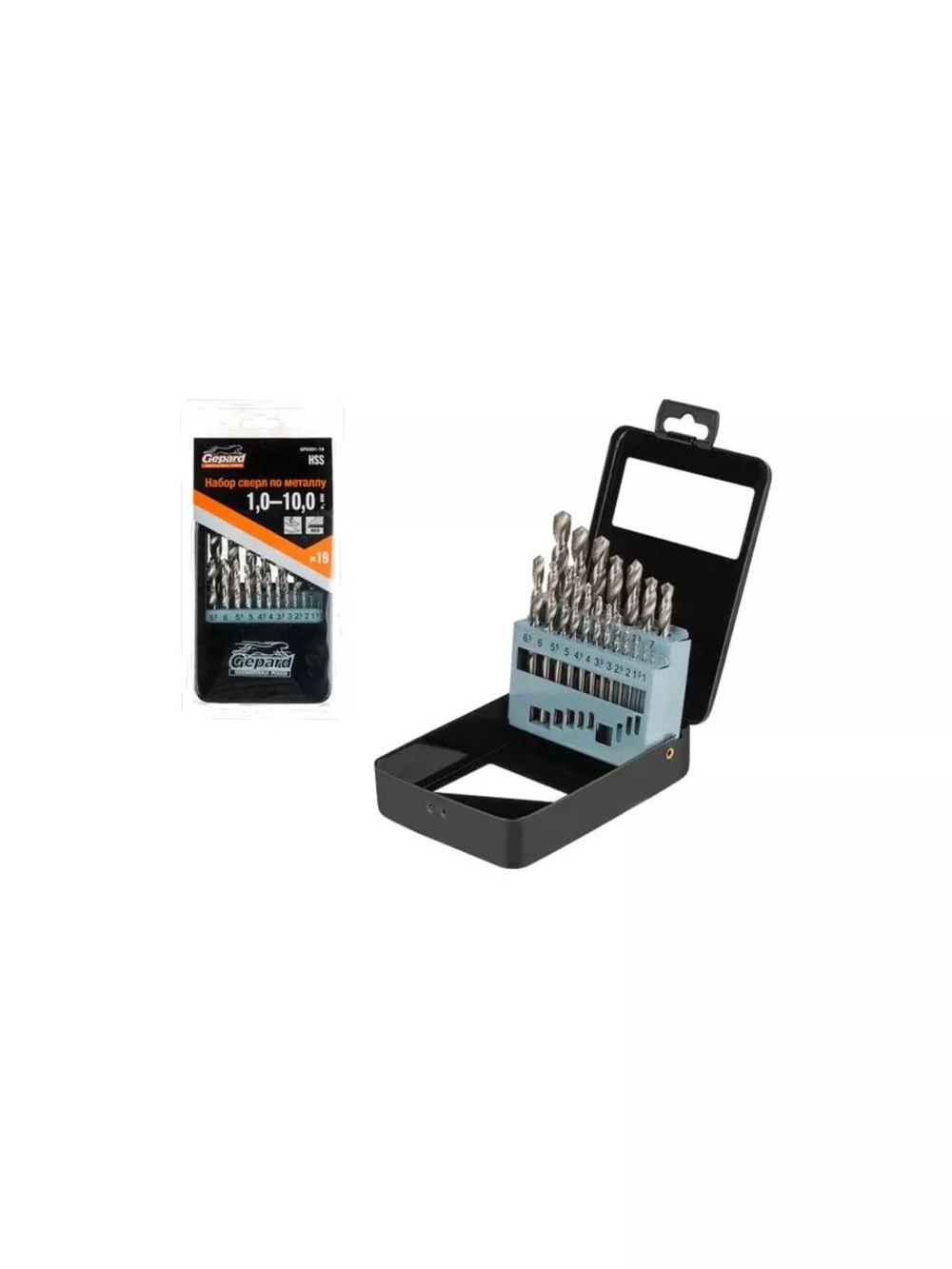 Набор сверл по мет. 19шт 1-10мм HSS GEPARD (сверло по металлу) (GP0301-19)