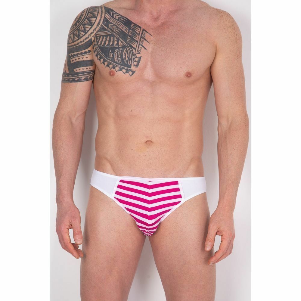 Мужские трусы слипы белые с розово-белой вставкой Cosmos Colors FM40_WP