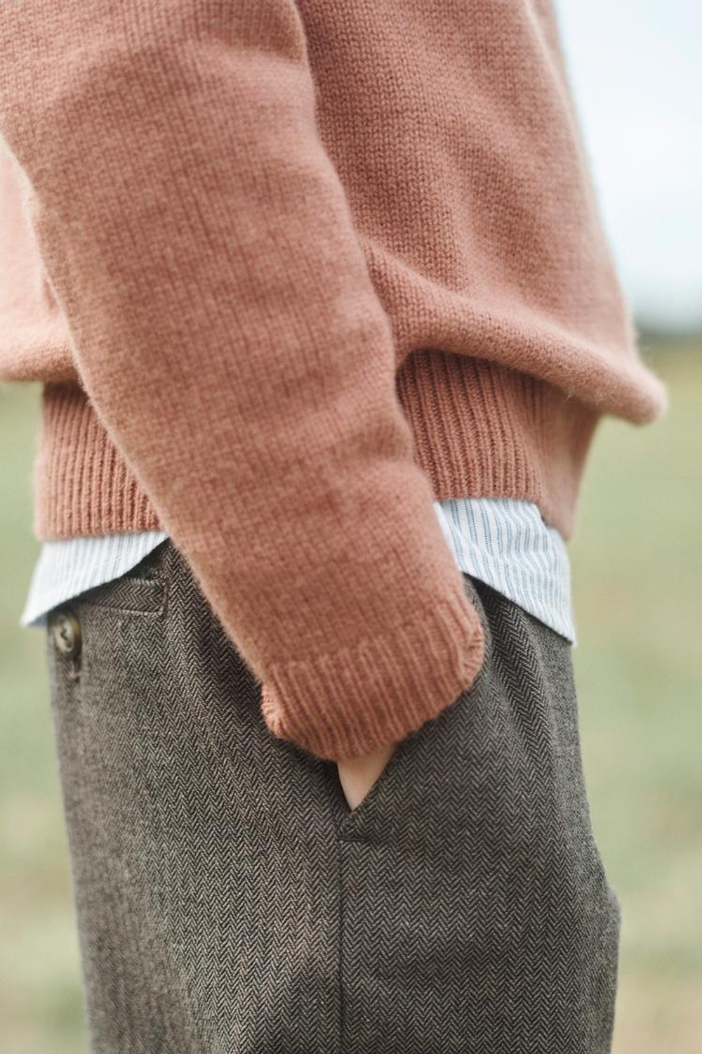 ZARA БРЮКИ ПРЯМОГО КРОЯ, СЕРО-КОРИЧНЕВЫЙ