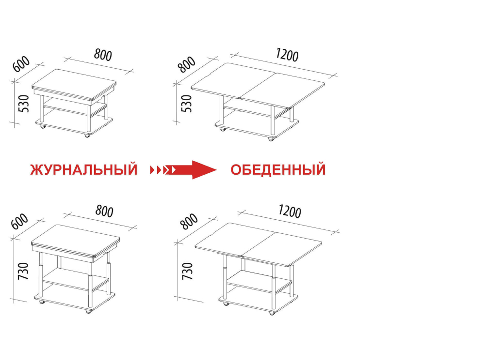 Журнальный стол-трансформер Агат 22.2 Сонома