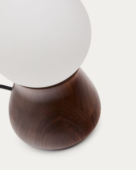 Настольная лампа Okeni из орехового шпона и стекла