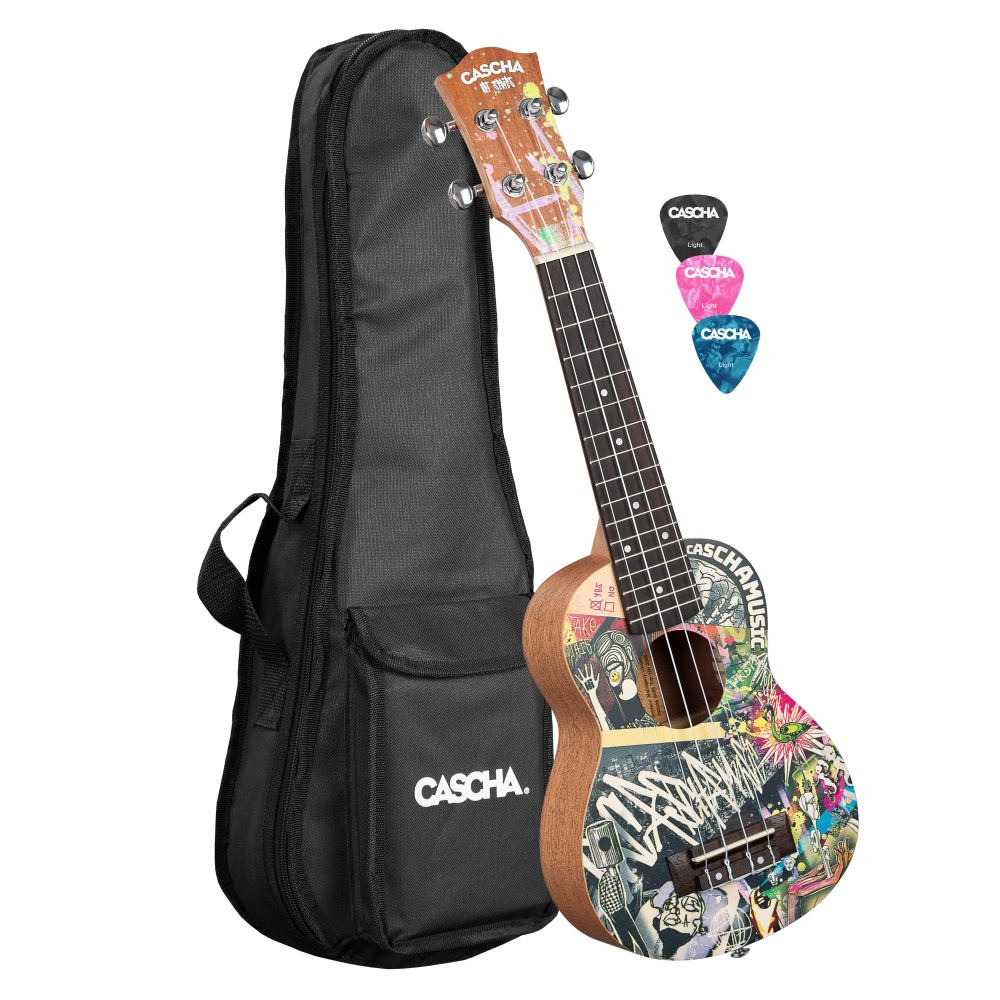CASCHA HH 2600 Soprano Ukulele Urban (чехол и 3 медиатора в комплекте)