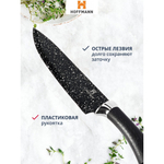 Набор ножей 7 пр, 20, 20, 20, 12.5, 8.5 см, нерж сталь, рук пласт, с подст, акрил, Hoffmann, НМ 6643