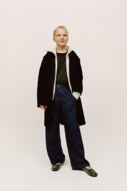 ZARA ПАЛЬТО ИЗ СМЕСОВОЙ ШЕРСТИ, ЧЕРНЫЙ