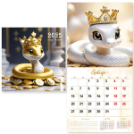 Календарь на скрепке 2025"Символ года - Змея с монетами» 23*23 см