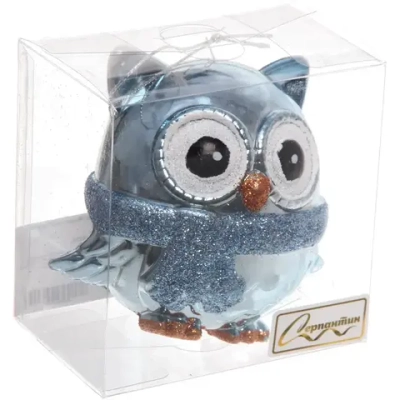 Ёлочная игрушка «Мудрая сова» 10*5*10 см, голубой