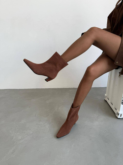 Ботильоны женские натуральная кожа артикул 162 цвет "рыжий"