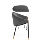 Стул на металлокаркасе Woodville Molton gray, black/ gold