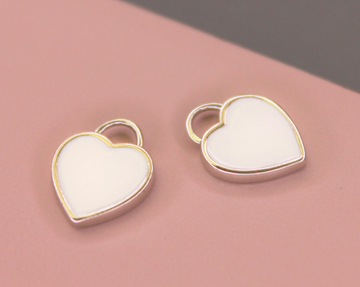Подвеска сердце белое эмаль 13 мм