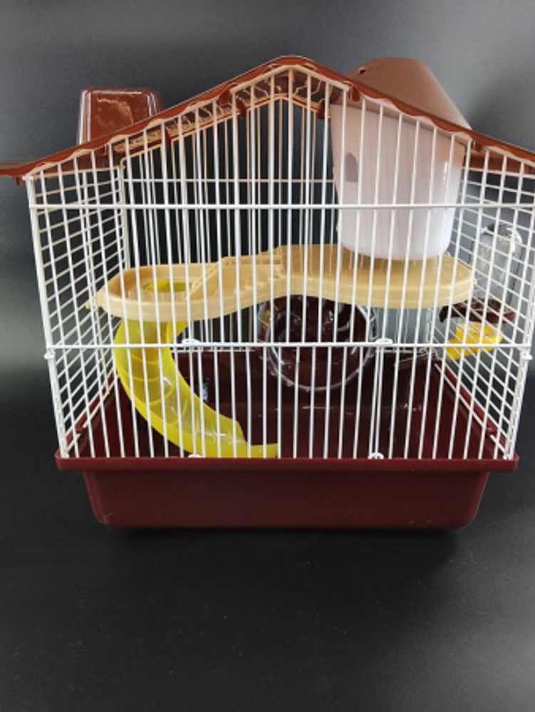 Клетка для грызунов "Хаус 2М" двухэтажная "Чистый котик" коричневый M030-A-BR