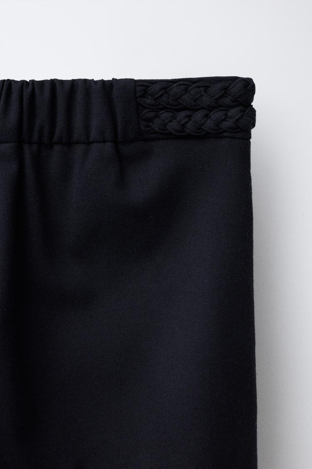 ZARA БРЮКИ WIDE LEG С ПЛЕТЕНЫМ ДЕКОРОМ, МОРСКОЙ СИНИЙ