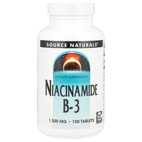 Source Naturals, никотинамид B3, 1500 мг, 100 таблеток