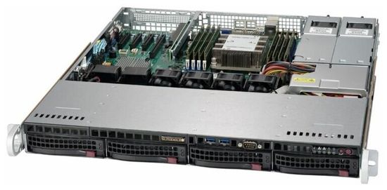 Сервер Supermicro SuperServer 5019P-MTR без процессора/без ОЗУ/без накопителей/количество отсеков 3.5" hot swap: 4/2 x 400 Вт/LAN 10 Гбит/c