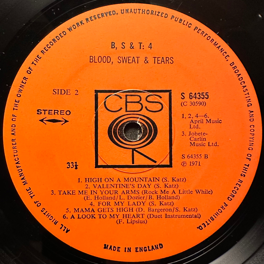 Blood, Sweat & Tears - B, S & T; 4 (Англия 1971г.)