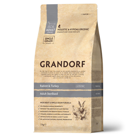 Grandorf 8кг Sterilised Сухой корм для стерилизованных кошек Кролик с Индейкой