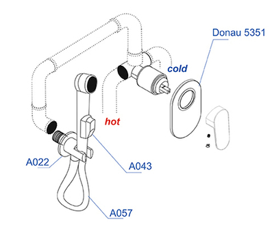 A11057 Встраиваемый комплект для биде со шлангом 120 см