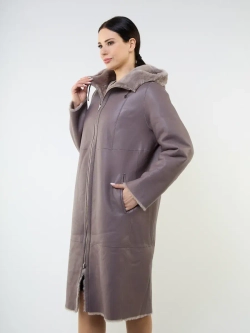 Дубленка зимняя двухсторонняя шуба с капюшоном