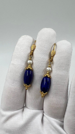 Серьги с синими подвесками