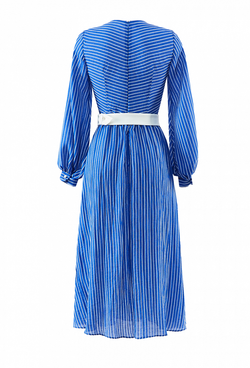 Платье из хлопка- шелка с поясом электрик 13-01-20 SS