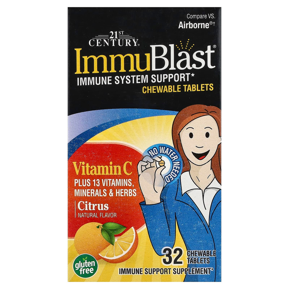 21st Century, ImmuBlast®, витамин C, цитрус, 32 жевательные таблетки
