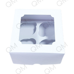 Коробка под капкейки с окошком 160*160*100 мм (4) (белая) целлюлозный картон с односторонним мелованным покрытием, премиум