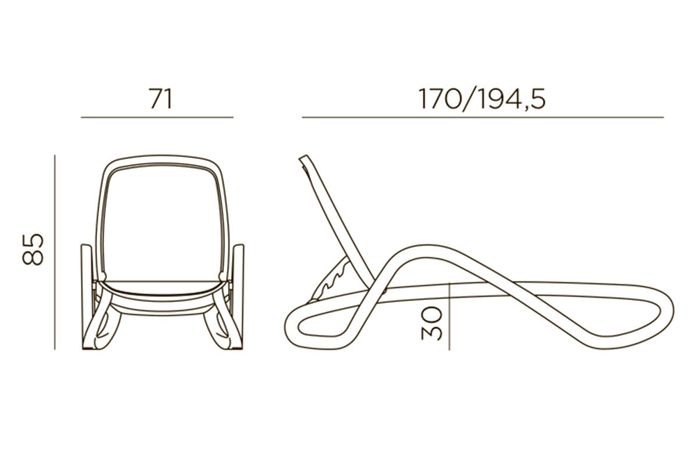 Шезлонг Nardi Alfa с подлокотниками, бело-бежевый